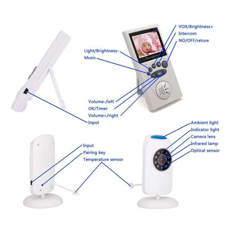 WLSES GB101 2.4 inch Wireless Surveillance Camera Baby Monitor, AU Plug - Baby Monitor by PMc TechLife | Online Shopping South Africa | PMc TechLife | Buy Now Pay Later Mobicred