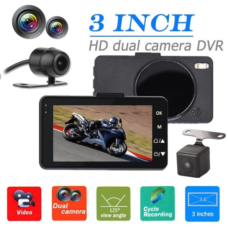 MT-80 3.0 inch 140 Degrees Wide Angle HD Video Motorcycle Dual  Camera DVR, Support TF Card (32GB Max) - Electrical Instruments by PMc TechLife | Online Shopping South Africa | PMc TechLife | Buy Now Pay Later Mobicred