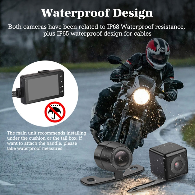 MT-80 3.0 inch 140 Degrees Wide Angle HD Video Motorcycle Dual  Camera DVR, Support TF Card (32GB Max) - Electrical Instruments by PMc TechLife | Online Shopping South Africa | PMc TechLife | Buy Now Pay Later Mobicred