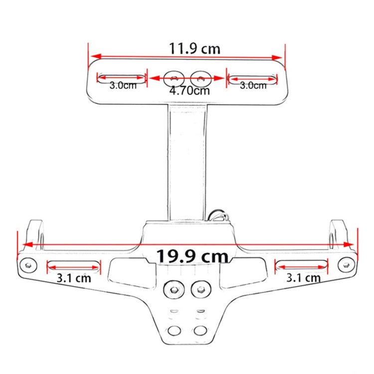 LPF013 Motorcycle Modification Accessories Universal Aircraft Shape Aluminum Alloy License Plate Bracket with LED Lights (Red) - Others by PMC Jewellery | Online Shopping South Africa | PMC Jewellery | Buy Now Pay Later Mobicred
