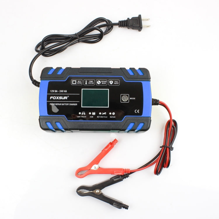 FOXSUR 12V-24V Car Motorcycle Truck Repair Battery Charger AGM Charger, US Plug (Blue) - Battery Charger by FOXSUR | Online Shopping South Africa | PMC TechLife | Buy Now Pay Later Mobicred