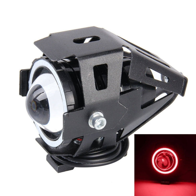 U7 10W 1000LM LED Life Waterproof Headlamp Light with Angel Eyes Light for Motorcycle / SUV, DC 12V(Red Light) - Headlights by PMC Jewellery | Online Shopping South Africa | PMC Jewellery | Buy Now Pay Later Mobicred