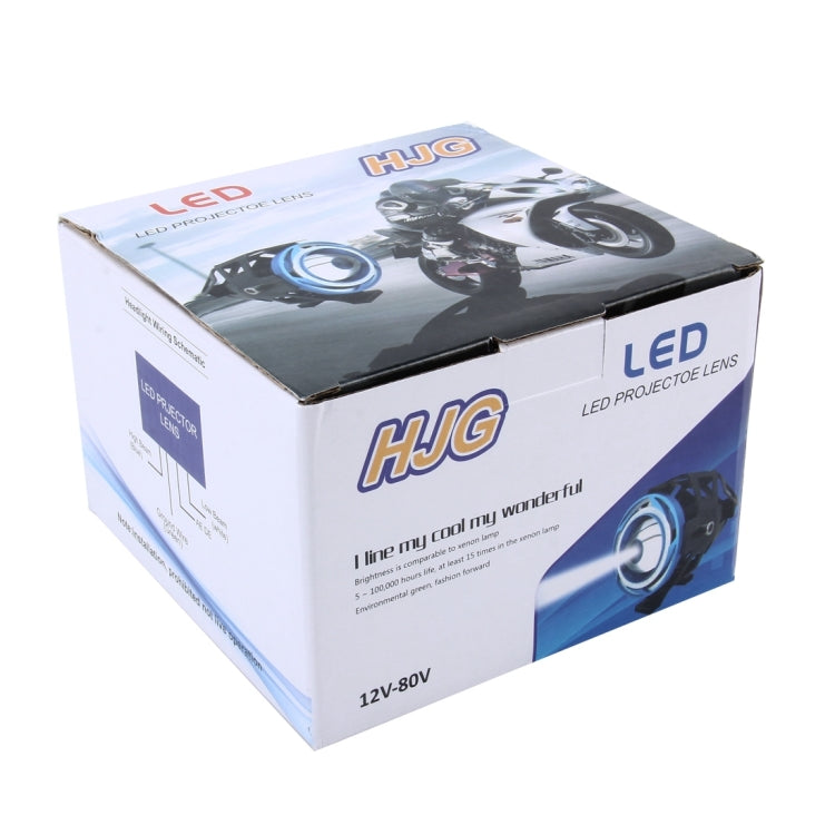 U7 10W 1000LM LED Life Water-resistant Headlamp Light with Angel Eyes Light for Motorcycle / SUV, DC 12V(Blue Light) - Headlights by PMC Jewellery | Online Shopping South Africa | PMC Jewellery | Buy Now Pay Later Mobicred