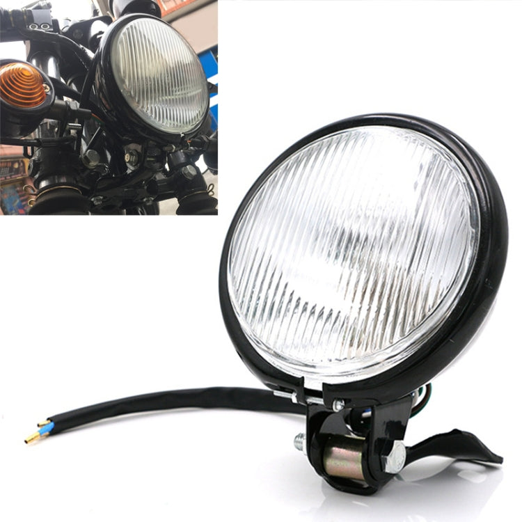 4 inch Motorcycle Black Shell Glass Retro Lamp LED Headlight Modification Accessories(White) - Headlights by PMC TechLife | Online Shopping South Africa | PMC TechLife | Buy Now Pay Later Mobicred