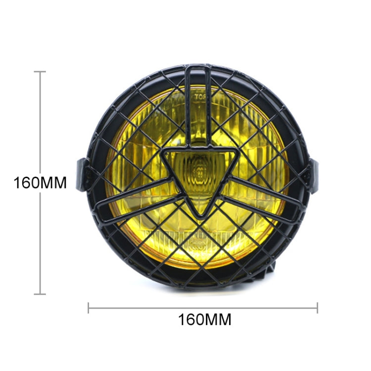 Motorcycle Arrowhead Reticular Retro Lamp LED Headlight Modification Accessories for CG125 / GN125 (Yellow) - Headlights by PMC TechLife | Online Shopping South Africa | PMC TechLife | Buy Now Pay Later Mobicred