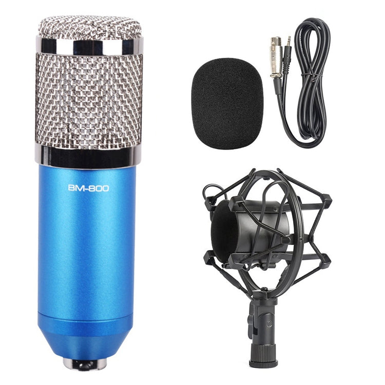 BM-800 3.5mm Studio Recording Wired Condenser Sound Microphone with Shock Mount, Compatible with PC / Mac for Live Broadcast Show, KTV, etc.(Blue) - Microphone by PMC TechLife | Online Shopping South Africa | PMC TechLife | Buy Now Pay Later Mobicred