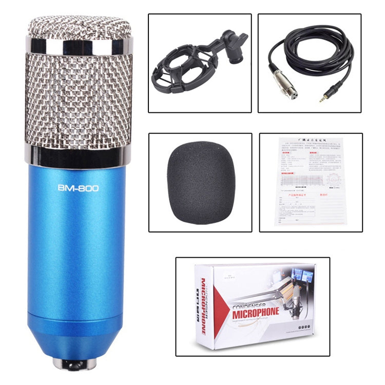 BM-800 3.5mm Studio Recording Wired Condenser Sound Microphone with Shock Mount, Compatible with PC / Mac for Live Broadcast Show, KTV, etc.(Blue) - Microphone by PMC TechLife | Online Shopping South Africa | PMC TechLife | Buy Now Pay Later Mobicred