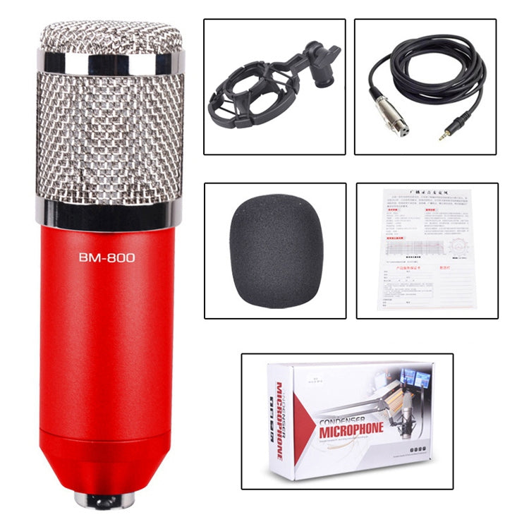 BM-800 3.5mm Studio Recording Wired Condenser Sound Microphone with Shock Mount, Compatible with PC / Mac for Live Broadcast Show, KTV, etc.(Red) - Microphone by PMC TechLife | Online Shopping South Africa | PMC TechLife | Buy Now Pay Later Mobicred
