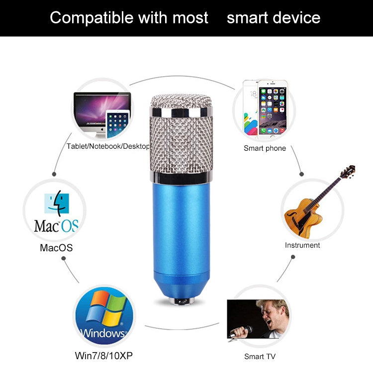 BM-800 Network K-Song Dedicated High-end Metal Shock Mount Microphone Set(Blue) - Microphone by PMC TechLife | Online Shopping South Africa | PMC TechLife | Buy Now Pay Later Mobicred