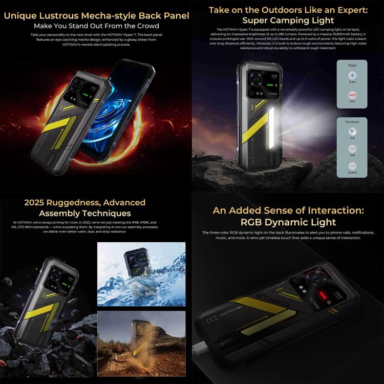 HOTWAV Hyper 7 Rugged Phone, 8GB+256GB, 10800mAh, 6.6 inch Android 14 MediaTek Dimensity 7050 5G, Network: 5G, OTG, NFC (Black) - free shipping - PMc TechLife - Order now!