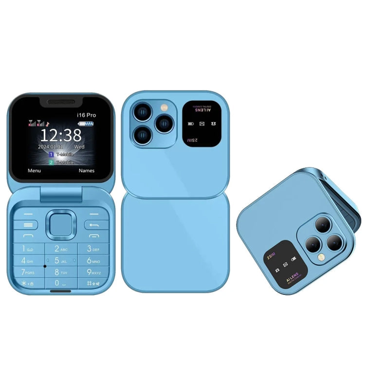 SERVO i16 Pro Mini Flip Phone, 1.77 inch, MTK6261D, 23 Keys, Support Bluetooth, FM, Magic Sound, Quick Dial, GSM, Dual SIM (Blue) - free shipping - PMc TechLife - Order now!