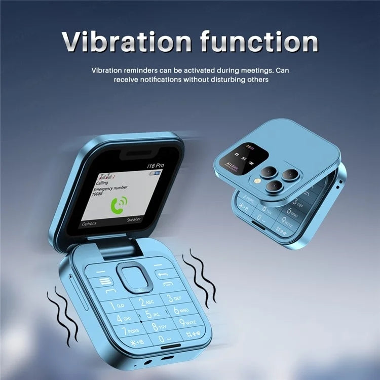 SERVO i16 Pro Mini Flip Phone, 1.77 inch, MTK6261D, 23 Keys, Support Bluetooth, FM, Magic Sound, Quick Dial, GSM, Dual SIM (Blue) - free shipping - PMc TechLife - Order now!