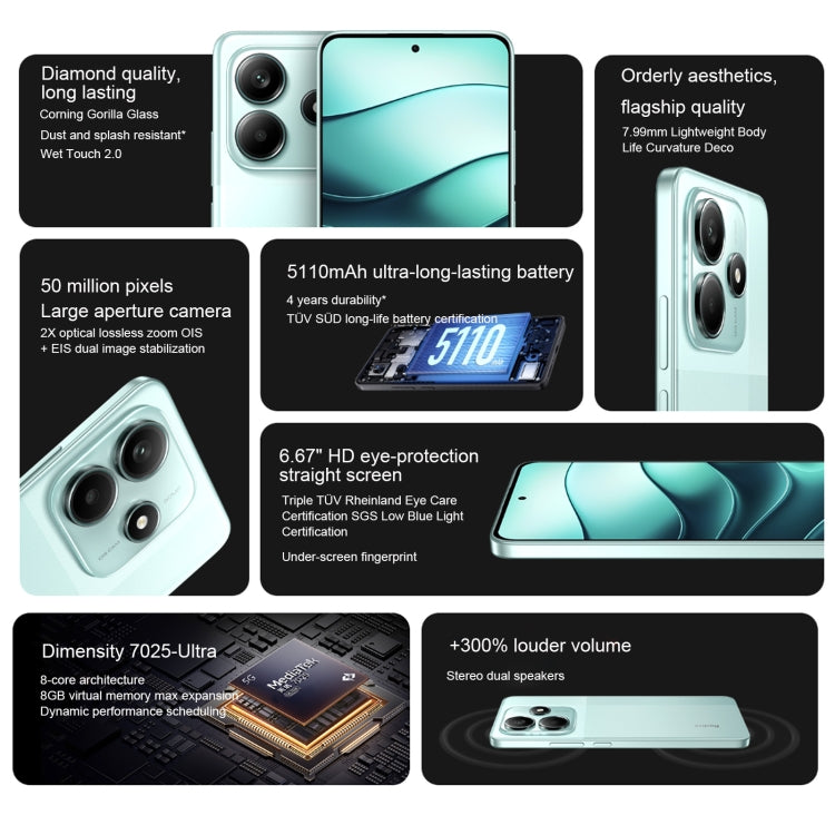 Xiaomi Redmi Note 14 5G, 6GB+128GB, 6.67 inch Xiaomi HyperOS Mediatek Dimensity 7025-Ultra Octa Core, Network: 5G (Green) - free shipping - PMC Jewellery - Order now!