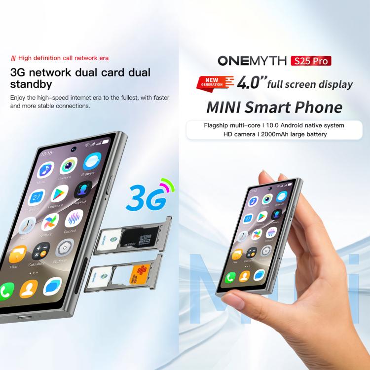 SOYES ONEMYTH S25 Pro, 2GB+16GB, 4.0 inch Android 10.0 MTK6580 Quad Core, Network: 3G, Dual SIM (Grey) - free shipping - PMc TechLife - Order now!
