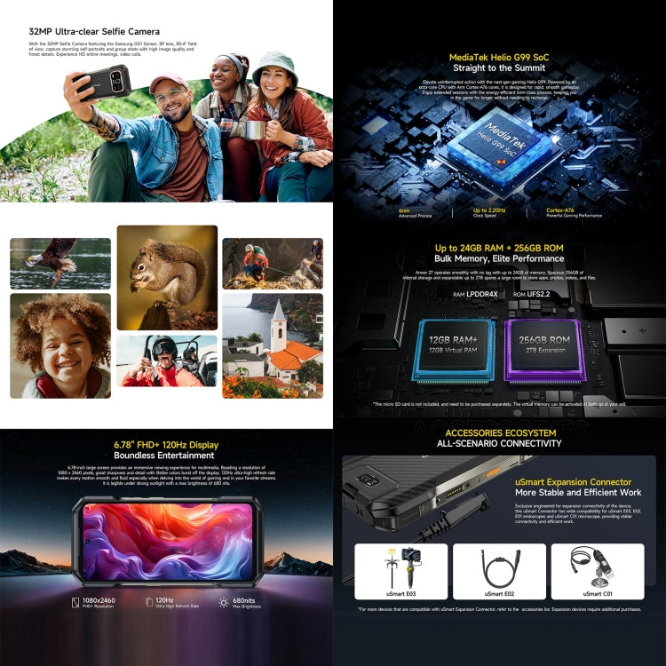 Ulefone Armor 27 Rugged Phone, 12GB+256GB, Night Vision, 10600mAh, 6.78 inch Android 14 MediaTek Helio G99 Octa Core, Network: 4G, NFC, OTG (Black) - free shipping - PMC Jewellery - Order now!