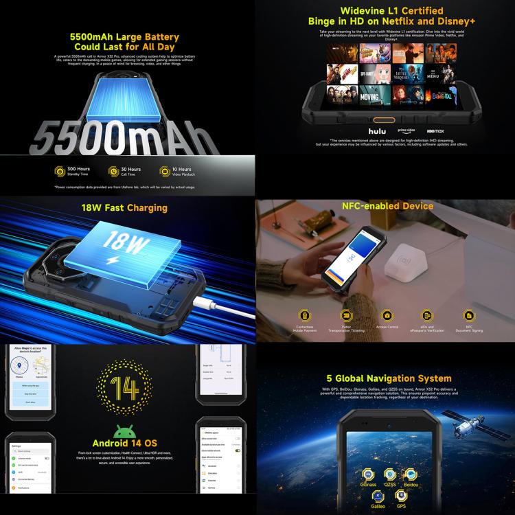 Ulefone Armor X32 Pro 5G, 8GB+256GB, Night Vision, IP68/IP69K Rugged Phone, 5.65 inch Android 14 MediaTek Dimensity 6300 Octa Core, Network: 5G, NFC, OTG (Few Orange) - free shipping - PMc TechLife - Order now!