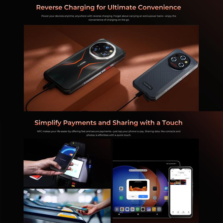 Oukitel WP55 5G Rugged Phone, 12GB+256GB, 108MP Camera, Fingerprint Identification, 6.6 inch Android 15 MediaTek Dimensity 7025 Octa Core, NFC, OTG, Network: 5G (Black) - free shipping - PMC TechLife - Order now!