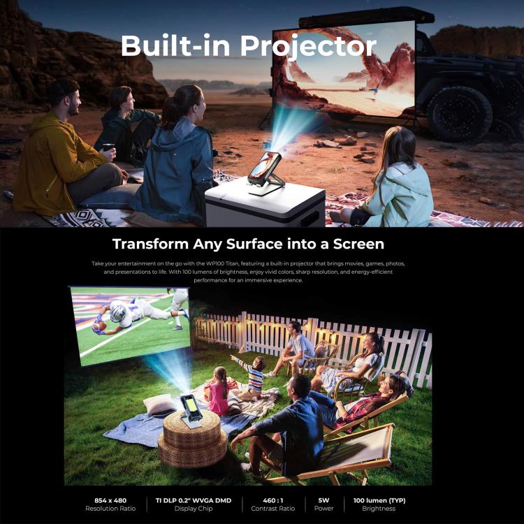 Oukitel WP100 TITAN 5G Projector Rugged Phone, 16GB+512GB, 200MP Camera, Fingerprint Identification, 6.8 inch Android 14 MediaTek Dimensity 7300 Octa Core, NFC, OTG, Network: 5G (Black) - free shipping - PMC TechLife - Order now!