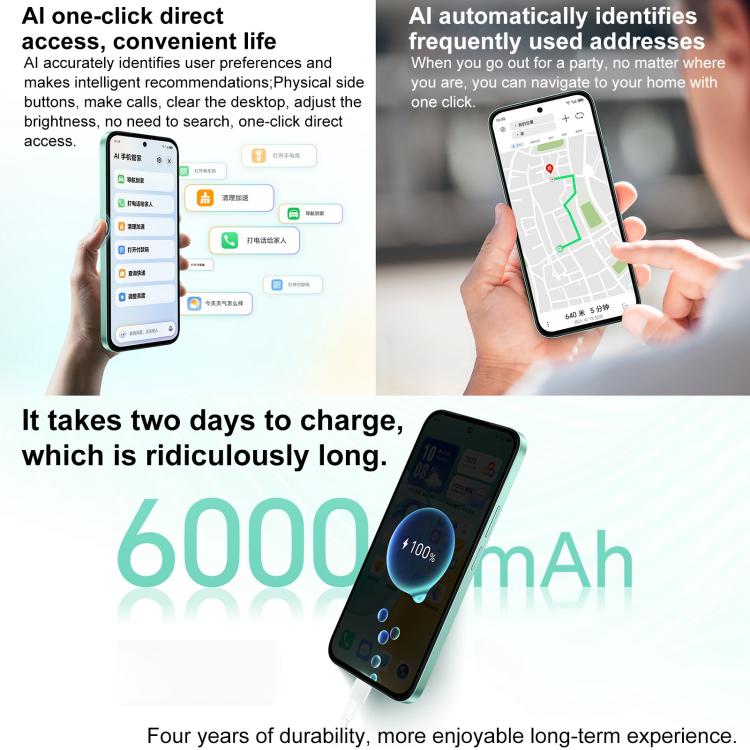 Honor Play 60, 6GB+128GB, Side Fingerprint, 6.61 inch MagicOS 9.0 Dimensity 6300 Octa Core, Network: 5G, OTG (White) - free shipping - PMc TechLife - Order now!