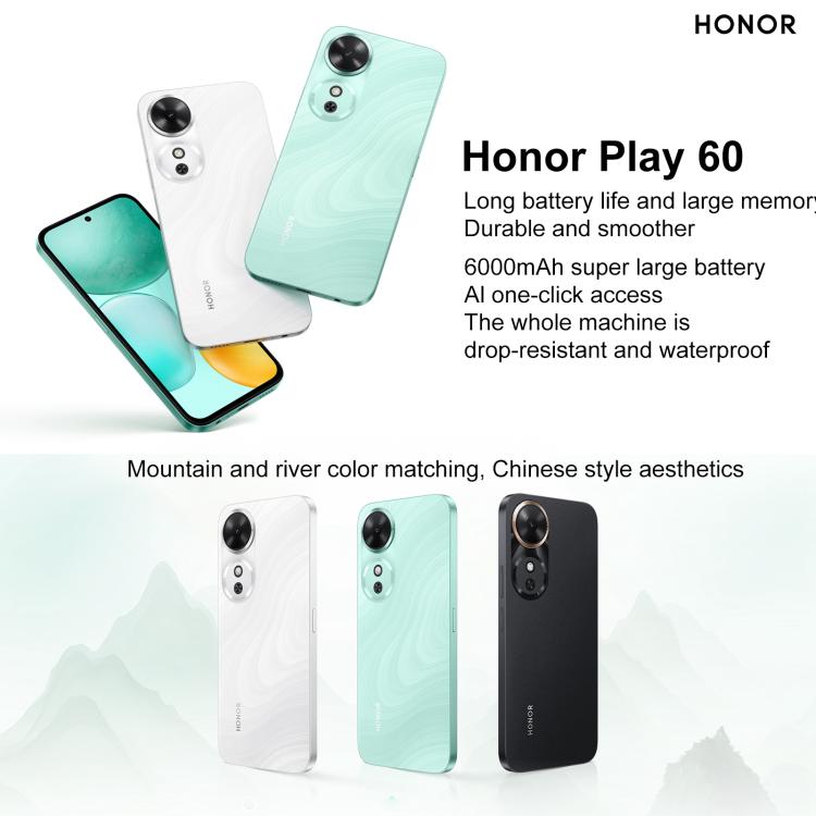 Honor Play 60, 8GB+256GB, Side Fingerprint, 6.61 inch MagicOS 9.0 Dimensity 6300 Octa Core, Network: 5G, OTG (Black) - free shipping - PMc TechLife - Order now!