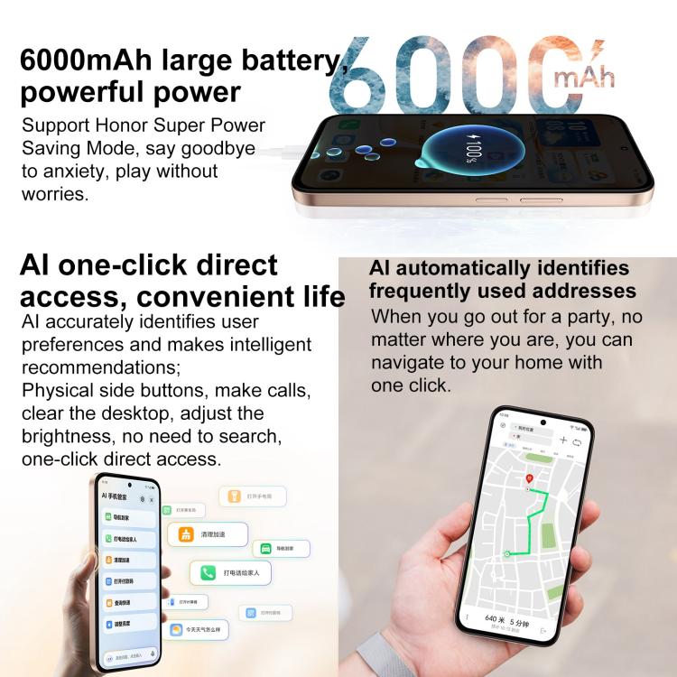 Honor Play 60m, 8GB+256GB, Side Fingerprint, 6.61 inch MagicOS 9.0 Dimensity 6300 Octa Core, Network: 5G, OTG (Black) - free shipping - PMc TechLife - Order now!
