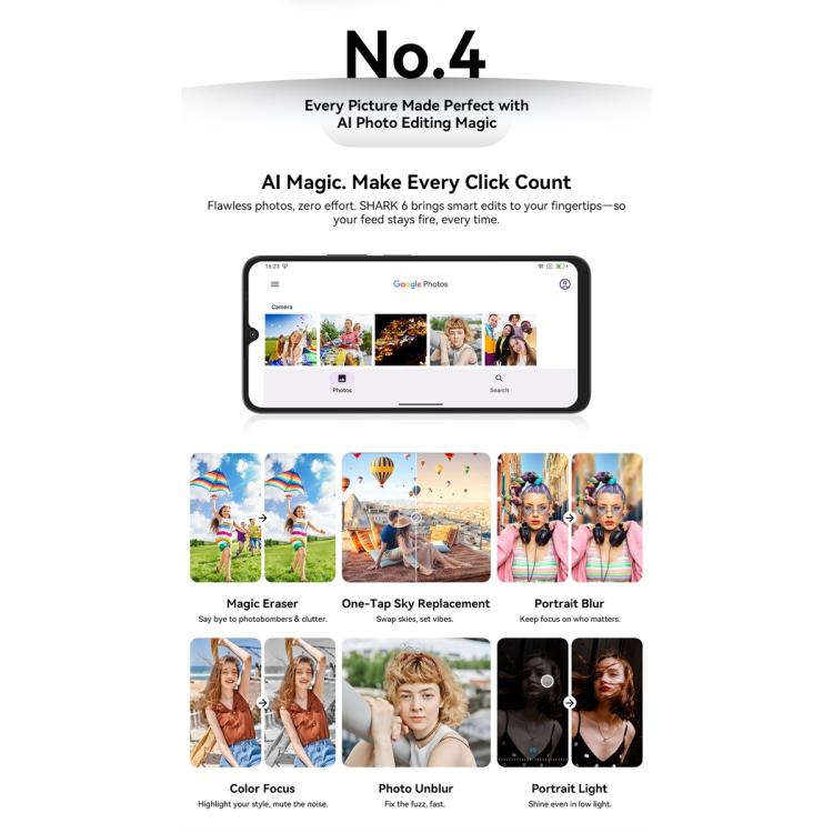 Blackview SHARK 6 5G, 8GB+128GB, 6.88 inch Android 15 Unisoc UMS9620 T8100 Octa Core, Network: 5G, NFC, OTG (Mint Green) - free shipping - PMC TechLife - Order now!