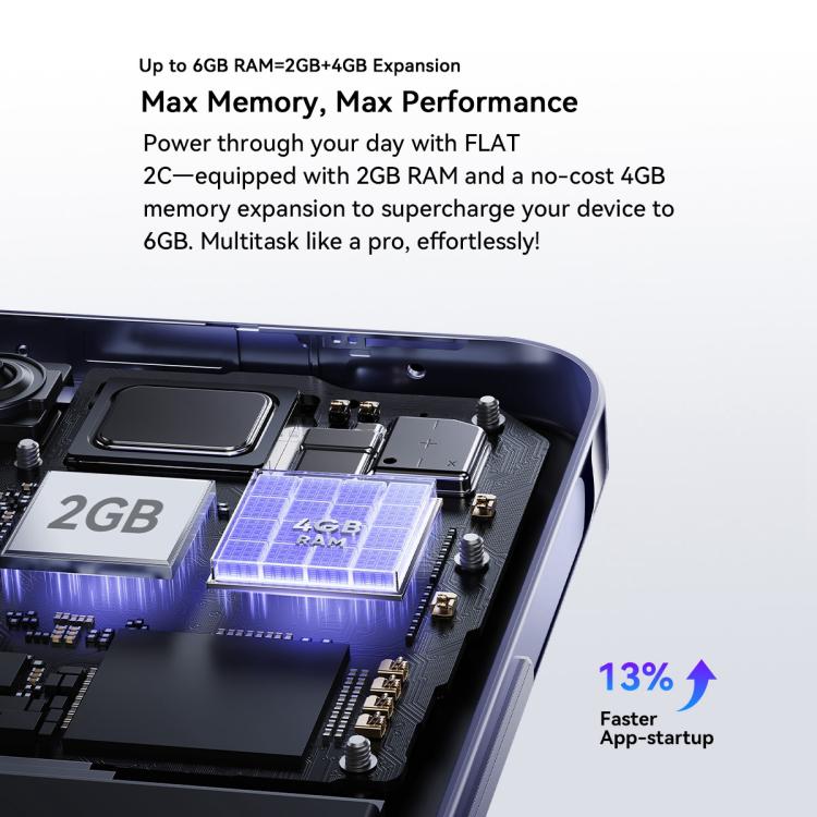 Blackview Oscal FLAT 2C, 2GB+64GB, 6.56 inch Android 14 Unisoc SC9863A T603 Octa Core, Network: 4G (Black) - free shipping - PMC TechLife - Order now!