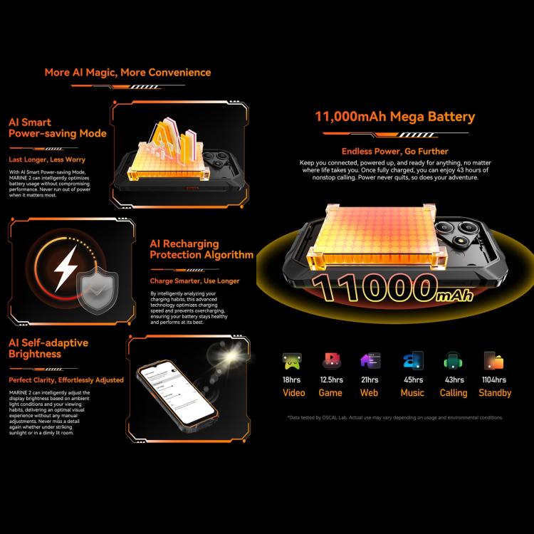 Blackview Oscal Marine 2, 4GB+64GB, 6.56 inch Android 15 Unisoc UMS9230E T615 Octa Core, Network: 4G, OTG, NFC (Orange) - free shipping - PMC TechLife - Order now!