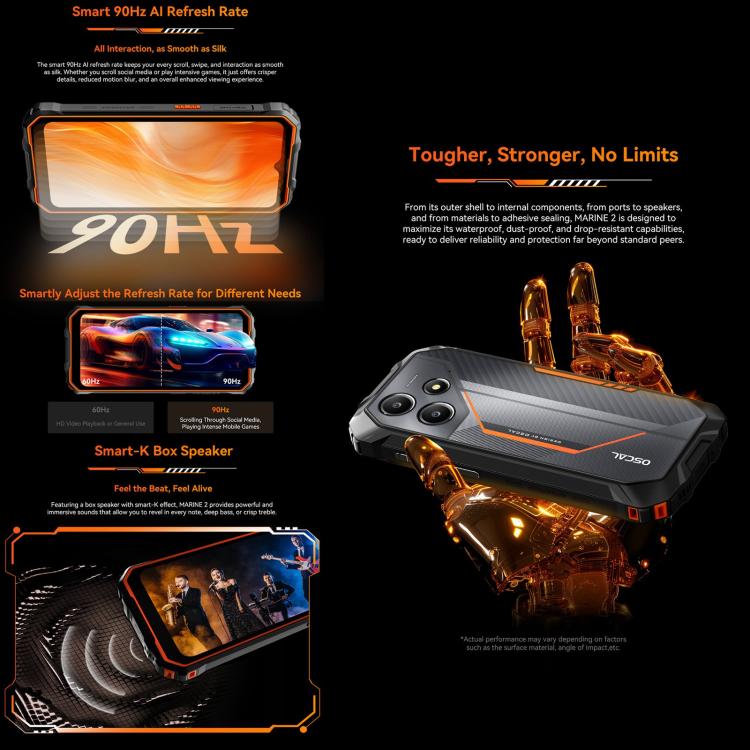 Blackview Oscal Marine 2, 4GB+64GB, 6.56 inch Android 15 Unisoc UMS9230E T615 Octa Core, Network: 4G, OTG, NFC (Black) - free shipping - PMC TechLife - Order now!