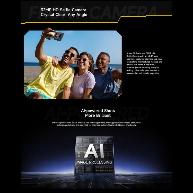 Ulefone Armor 30, 12GB+512GB, Night Vision, IP68/IP69K Rugged Phone, 6.95 inch Android 15 MediaTek Helio G100 Octa Core, Network: 4G, NFC, OTG (Black) - free shipping - PMC TechLife - Order now!