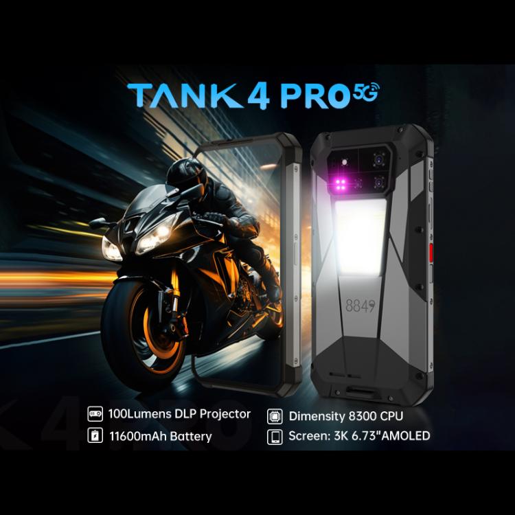 Unihertz Tank 4 Pro Projector Rugged Phone, 18GB+1TB, Night Vision, 6.73 inch Android 14 Dimensity 8300 Octa Core, Network: 5G, NFC (Black) - free shipping - PMC TechLife - Order now!