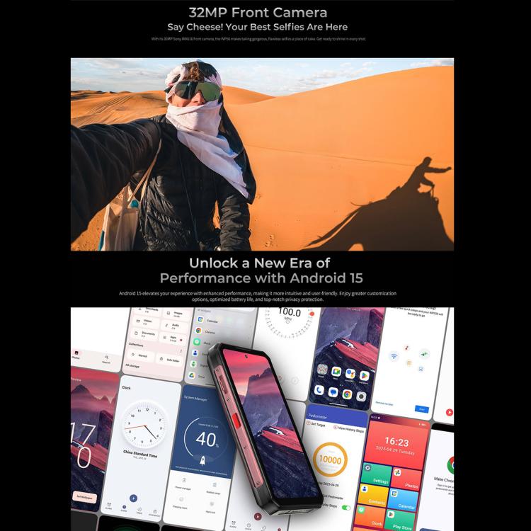 Oukitel WP56 Rugged Phone, 12GB+512GB, 108MP Camera, Fingerprint Identification, 6.8 inch Android 15 MTK Dimensity 7050 Octa Core, NFC, OTG, Network: 5G (Red) - free shipping - PMC TechLife - Order now!