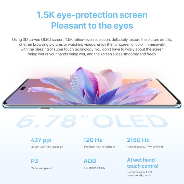HUAWEI Enjoy 70X Vitality Edition, 8GB+128GB, Screen Fingerprint Identification, 6.78 inch HarmonyOS 4.2 Octa Core, OTG, Not Support Google Play (Blue) - free shipping - PMc TechLife - Order now!
