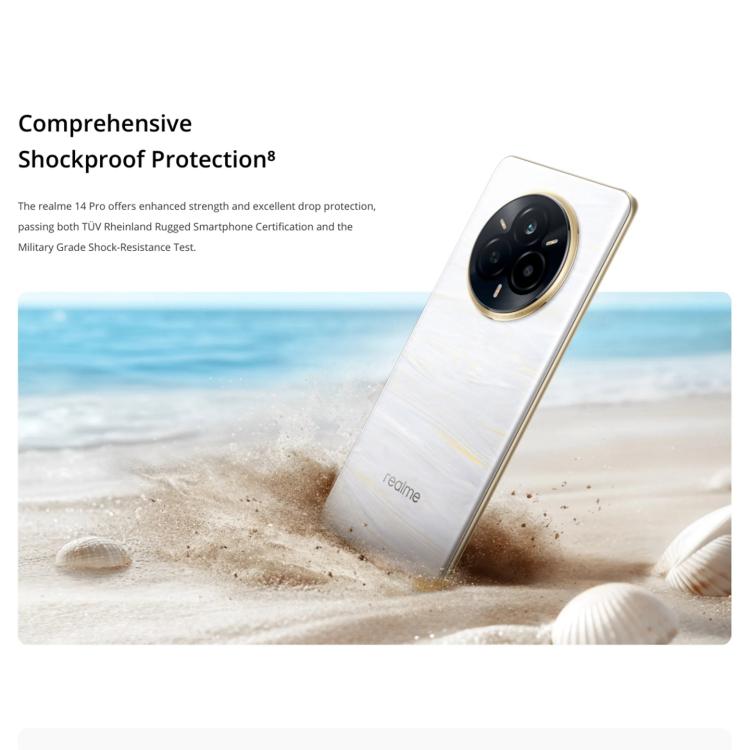 Realme 14 Pro, 16GB+512GB, Screen Fingerprint Identification, 6.77 inch Realme UI 6.0 Dimensity 7300 Octa Core, NFC, Network: 5G (White) - free shipping - PMc TechLife - Order now!