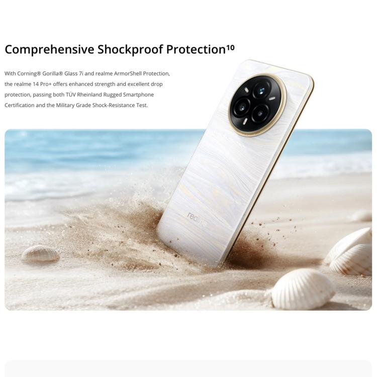 Realme 14 Pro+, 12GB+512GB, Screen Fingerprint Identification, 6.83 inch Realme UI 6.0 Snapdragon 7s Gen 3 Octa Core, NFC, Network: 5G (White) - free shipping - PMc TechLife - Order now!