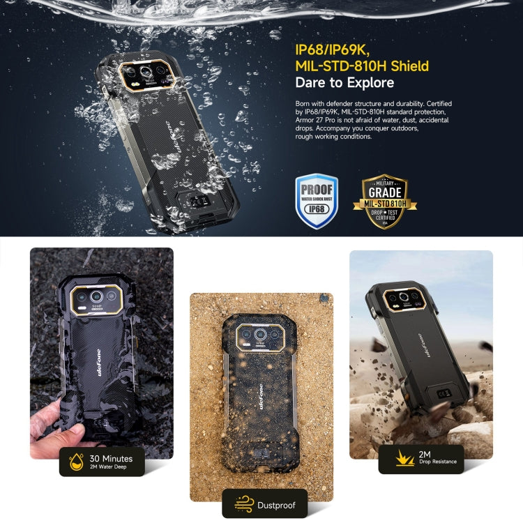 Ulefone Armor 27 Pro Rugged Phone, 12GB+256GB, Night Vision, 10600mAh, 6.78 inch Android 14 MediaTek Dimensity 6300 Octa Core, Network: 5G, NFC (Black) - free shipping - PMC TechLife - Order now!