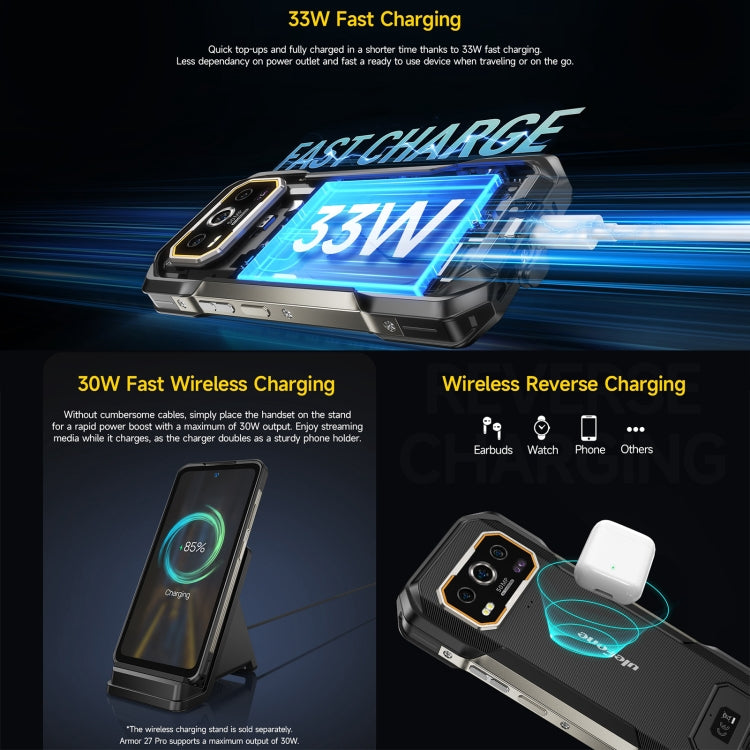 Ulefone Armor 27 Pro Rugged Phone, 12GB+256GB, Night Vision, 10600mAh, 6.78 inch Android 14 MediaTek Dimensity 6300 Octa Core, Network: 5G, NFC (Black) - free shipping - PMC TechLife - Order now!