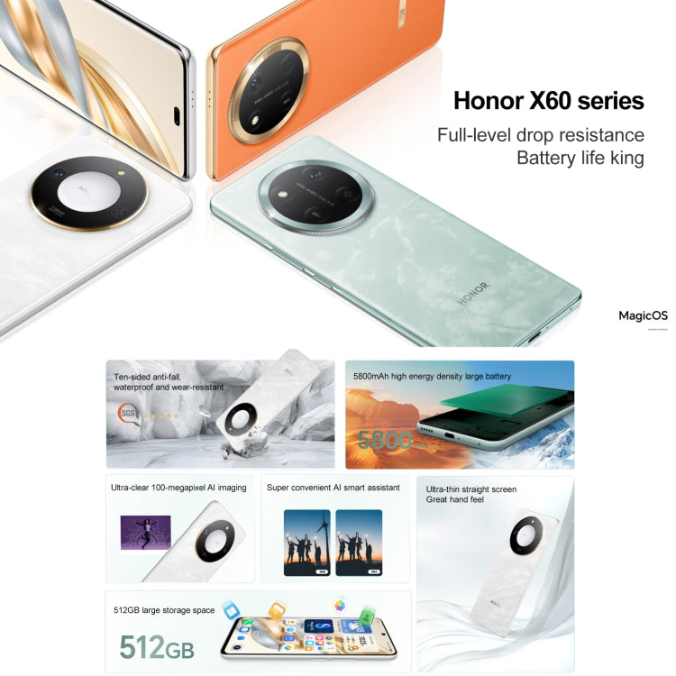 Honor X60, 8GB+128GB, Side Fingerprint, 6.8 inch MagicOS 8.0 Dimensity 7025-Ultra Octa Core, Network: 5G, OTG, Not Support Google Play (Green) - free shipping - PMC Jewellery - Order now!