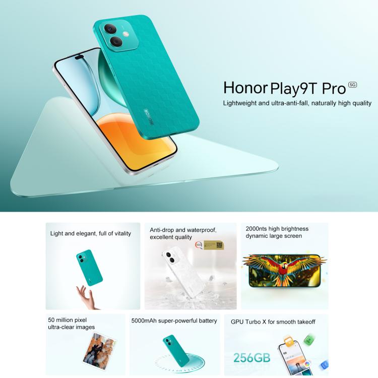 Honor Play9T Pro, 12GB+256GB, Screen Fingerprint, 6.7 inch MagicOS 8.0 Android 14.0 Dimensity 6080 Octa Core, Network: 5G, OTG (White) - free shipping - PMc TechLife - Order now!