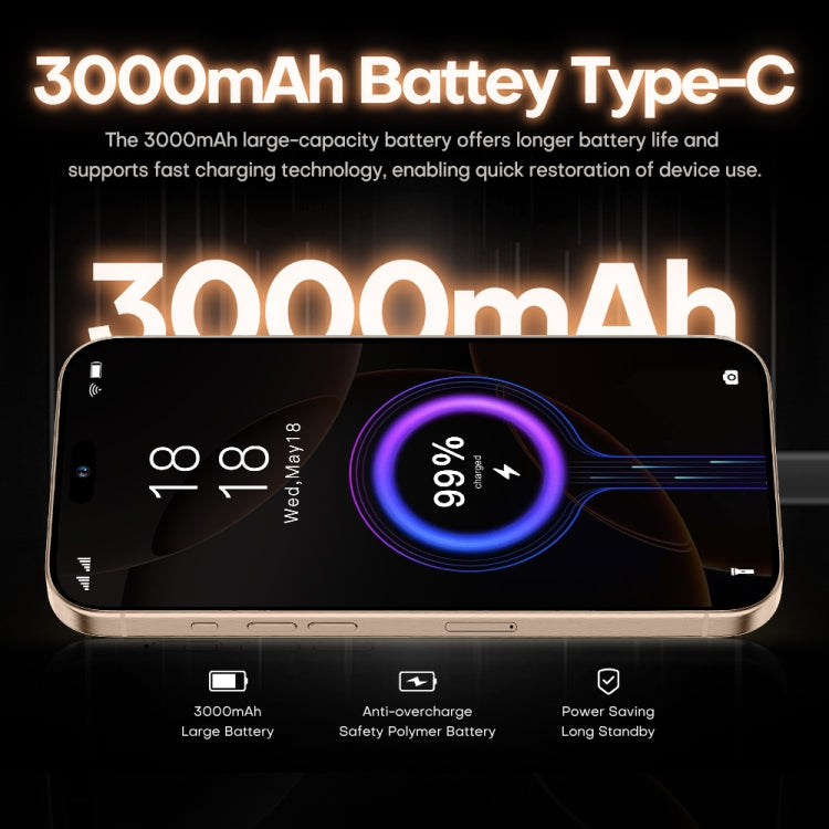 i16 Pro Max / A08, 3GB+32GB, 6.73 inch Screen, Face Identification, Android 8.1 MTK6753 Octa Core, Network: 3G, Dual SIM, EU Plug (White) - free shipping - PMC Jewellery - Order now!