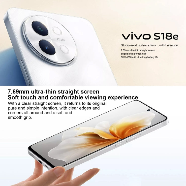 vivo S18e, Dual Back Cameras, 12GB+512GB, Face ID Screen Fingerprint Identification, 6.67 inch Android 14.0 OriginOS 4 Dimensity 7200 Octa Core 2.8GHz, OTG, NFC, Network: 5G, Support Google Play (Silver) - free shipping - PMC Jewellery - Order now!