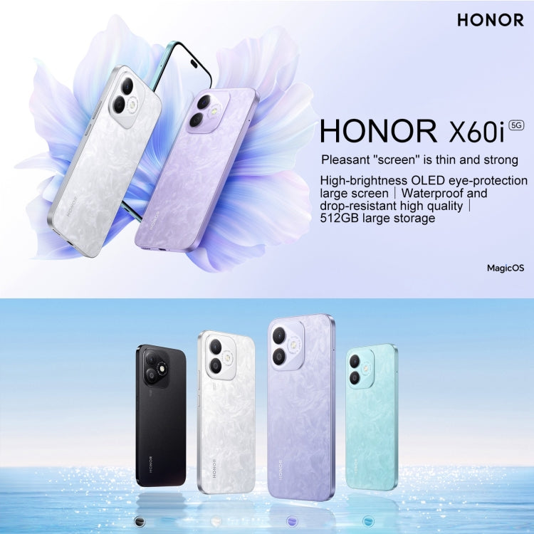 Honor X60i, 12GB+512GB, Screen Fingerprint, 6.7 inch MagicOS 8.0 Dimensity 6080 Octa Core, Network: 5G, OTG, Not Support Google Play (Blue) - free shipping - PMC Jewellery - Order now!