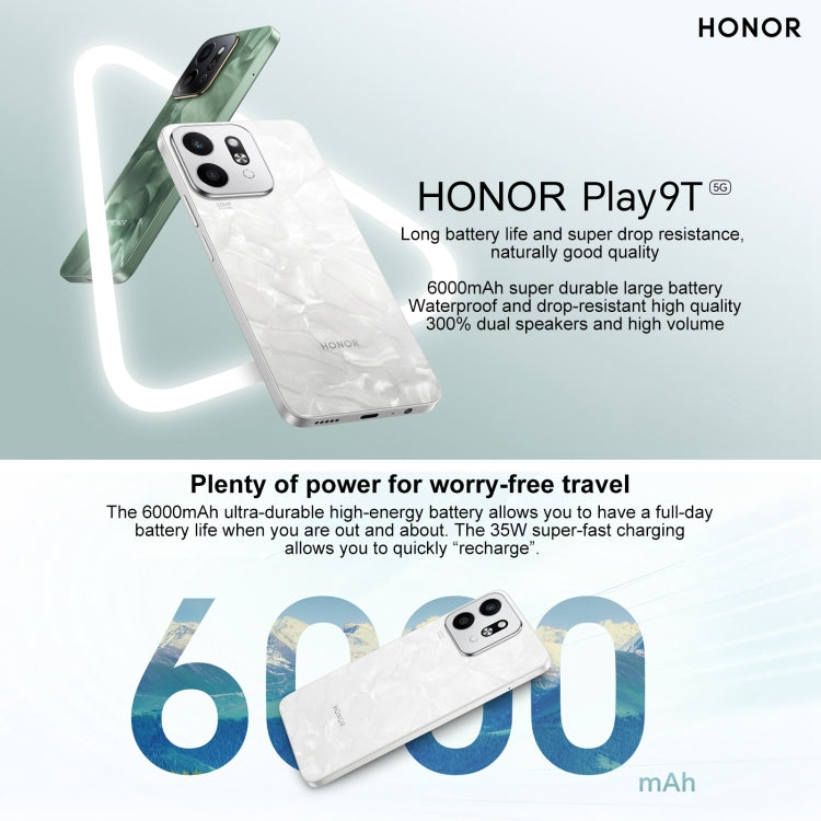 Honor Play9T 5G,  8GB+128GB, 6.77 inch MagicOS 8.0 Qualcomm Snapdragon 4 Octa Core up to 2.2GHz, Network: 5G, OTG, Not Support Google Play (White) - free shipping - PMC Jewellery - Order now!