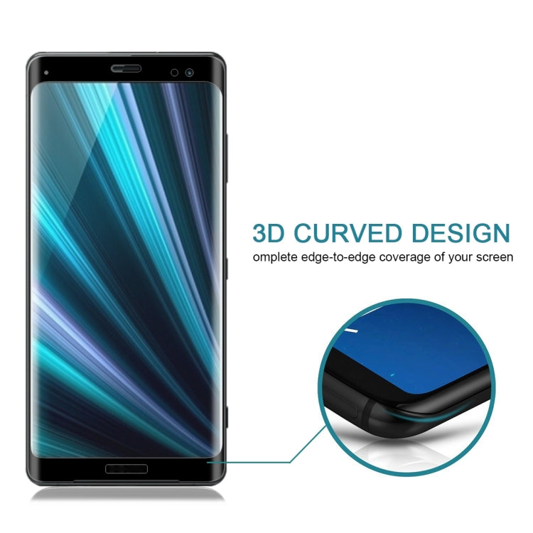 0.3mm 9H Surface Hardness 3D Curved Edge Full Screen Tempered Glass Film for Sony Xperia XZ3(Black) - Sony Tempered Glass by PMC TechLife | Online Shopping South Africa | PMC TechLife | Buy Now Pay Later Mobicred