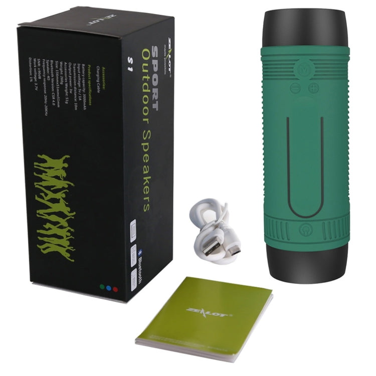Zealot S1 Multifunctional Outdoor Waterproof Bluetooth Speaker, 4000mAh Battery, For iPhone, Galaxy, Sony, Lenovo, HTC, Huawei, Google, LG, Xiaomi, other Smartphones(Green) - free shipping - PMC Jewellery - Order now!