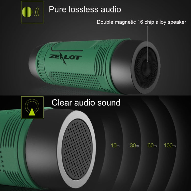 Zealot S1 Multifunctional Outdoor Waterproof Bluetooth Speaker, 4000mAh Battery, For iPhone, Galaxy, Sony, Lenovo, HTC, Huawei, Google, LG, Xiaomi, other Smartphones(Green) - free shipping - PMC Jewellery - Order now!