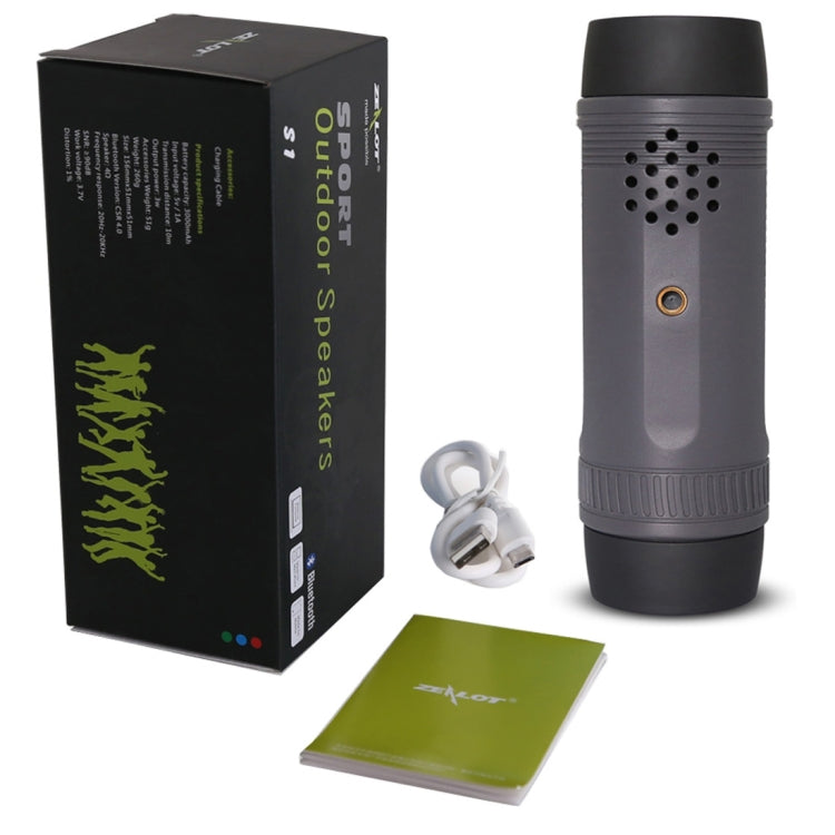 Zealot S1 Multifunctional Outdoor Waterproof Bluetooth Speaker, 4000mAh Battery, For iPhone, Galaxy, Sony, Lenovo, HTC, Huawei, Google, LG, Xiaomi, other Smartphones(Grey) - free shipping - PMC Jewellery - Order now!