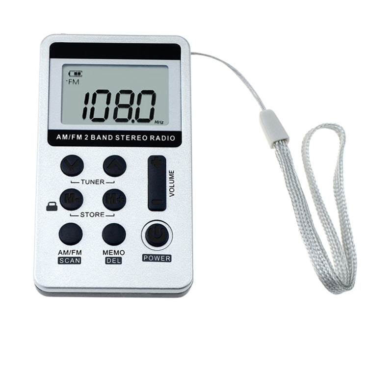 Portable AM / FM Two Bands Rechargeable Stereo Radio Mini Receiver with & LCD Screen & Earphone Jack & Lanyard (White) - Radio Player by PMC TechLife | Online Shopping South Africa | PMC TechLife | Buy Now Pay Later Mobicred
