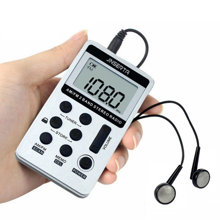 Portable AM / FM Two Bands Rechargeable Stereo Radio Mini Receiver with & LCD Screen & Earphone Jack & Lanyard (White) - Radio Player by PMC TechLife | Online Shopping South Africa | PMC TechLife | Buy Now Pay Later Mobicred