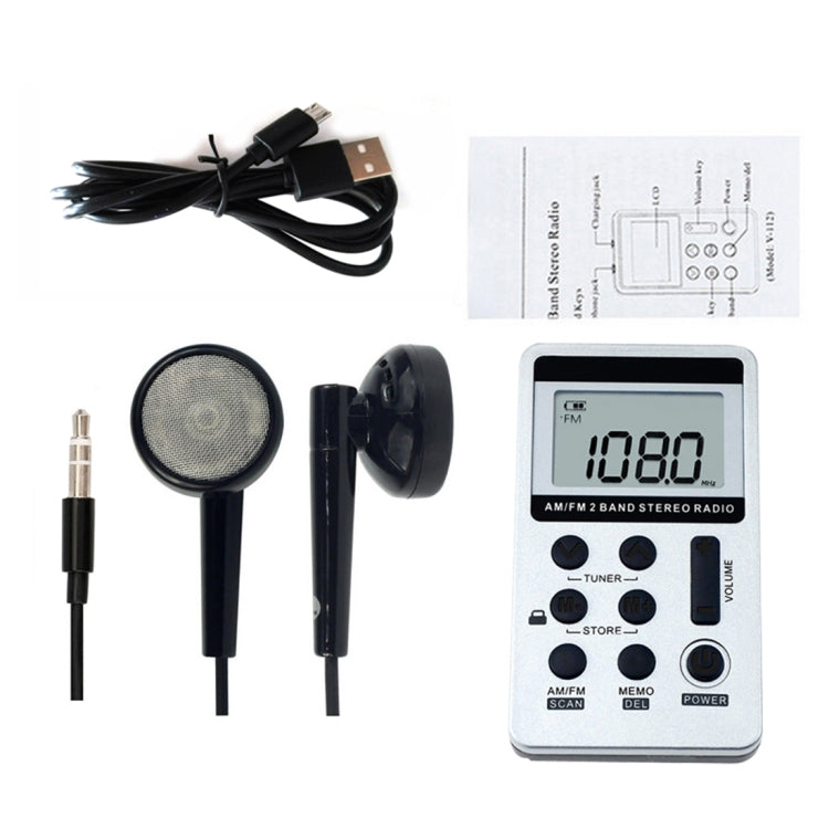 Portable AM / FM Two Bands Rechargeable Stereo Radio Mini Receiver with & LCD Screen & Earphone Jack & Lanyard (White) - Radio Player by PMC TechLife | Online Shopping South Africa | PMC TechLife | Buy Now Pay Later Mobicred